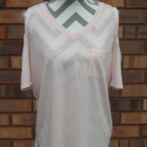 PINK COLD SHOULDER POCKET TSHIRT